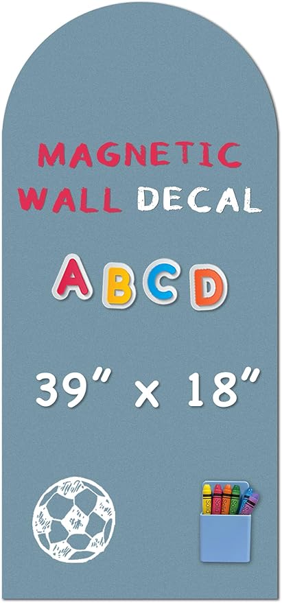 YOUNGJQ Magnetic Arch Wall Decal, Magnetic Chalkboard for Wall 39" x 18" Adhesive Backing Wallpaper for Playroom Home(Celadon)