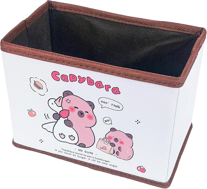 Kawaii Collapsible Storage Bin, Cute Capybara Storage Box Foldable Baskets,Office Desk Bathroom Vanity Decor, Cute Capybara Room Decor, for hair accessories,lipstick,makeup brush...