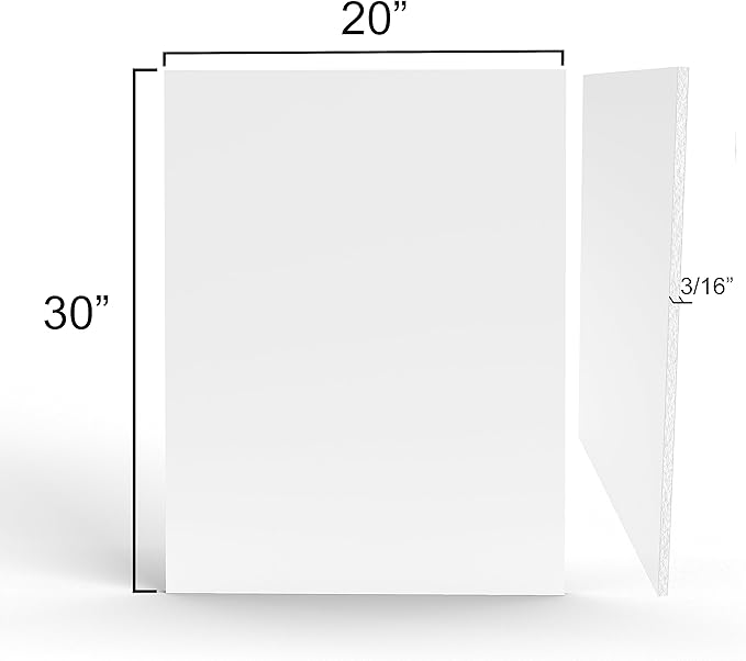 White Foam Board 20”x30”x0.18” (4.7mm) Thick Foam Core Board Large Foam Poster Board for Painting Displaying and Craft Projects (10 Pack)