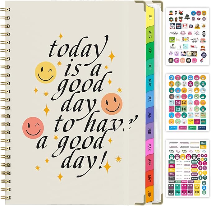 Academic Planner 2026–2027, A4 Hardcover Weekly Monthly Planner, Large 8.5" x 11" School Year Planner July 2026 to July 2027, with Bookmark, Pocket Folder and Sticky Notes, Smiley Face
