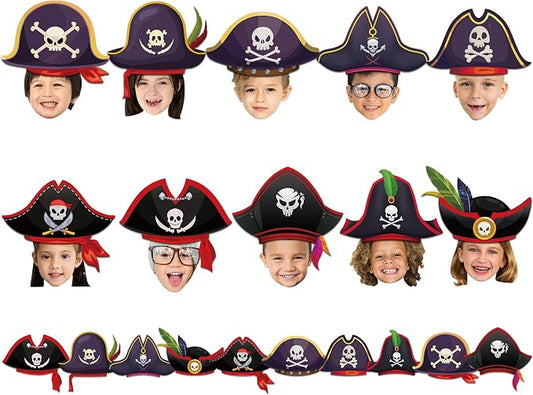 gisgfim 80Pcs Pirate Cutouts Adventure Decorations Bulletin Board Skull Hat Paper Cut-Outs Classroom Decor for Boy Girl DIY Craft Photo Wall Kindergarten Preschool Back to School Party Favor Supply