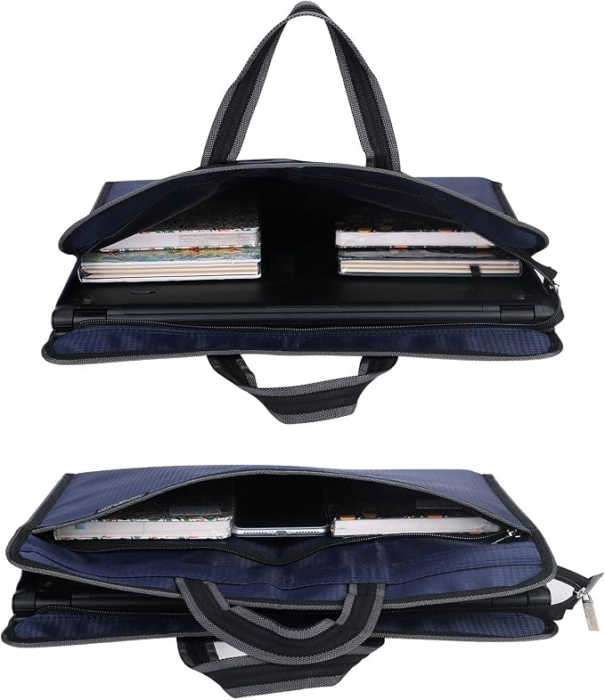Ibluelover A4 Zipper Business Document Bag Waterproof File Folder Bag Briefcase Portable Portfolio Carrying Case Handbag Unisex Adults File Storage Organizer Holder for Office Meetings Travel
