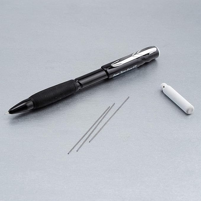 Pentel Twist-Erase GT, 0.5mm, Mechanical Pencil Transparent Black barrel, Box of 12 (QE205A)