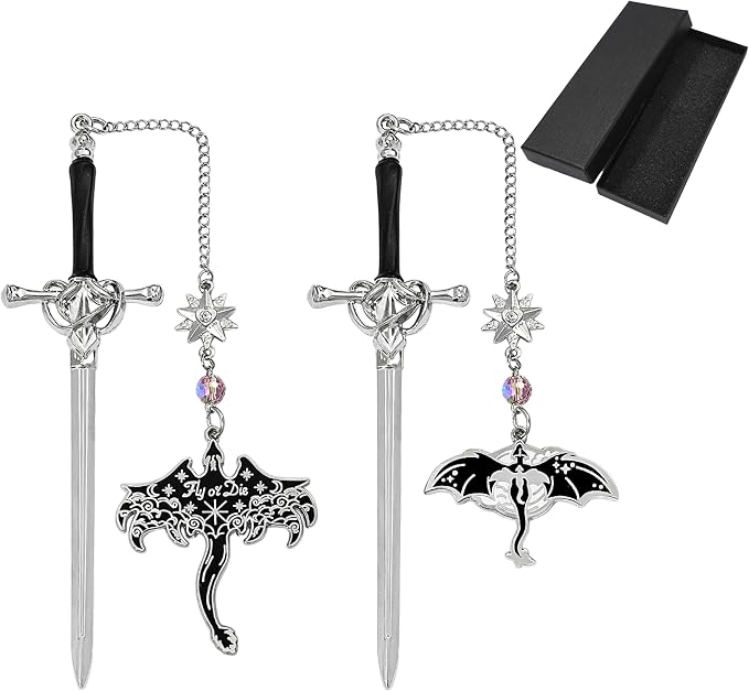 Fantasy Fourth Wing Dragon Sword Bookmarks - Fourth Wing Fans Page Markers Cool Bookmarks for Men Fantasy Dragon Gifts for Male Readers as Birthday Gifts (Dragon Bookmark Set 8)