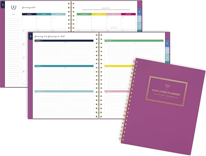 AT-A-GLANCE 2027 Planner, Simplified by Emily Ley, Weekly & Monthly, 8.5" x 11", Nostalgia Pink (EL60-905-27)
