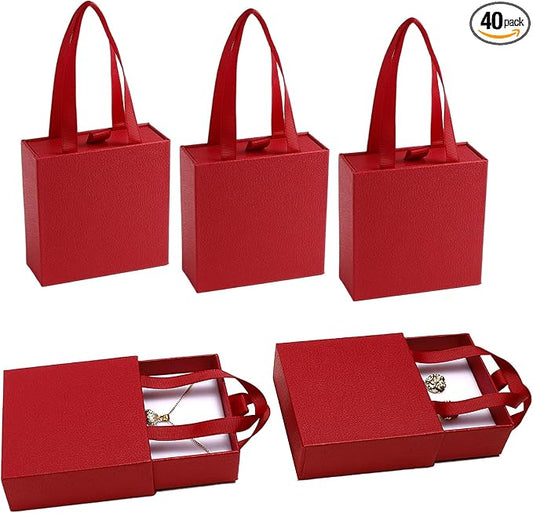 40 pcs paper boxes 9 x 9 x 3.5 cm, red luxury gift storage, jewelry gift storage box for earrings necklaces bracelets rings