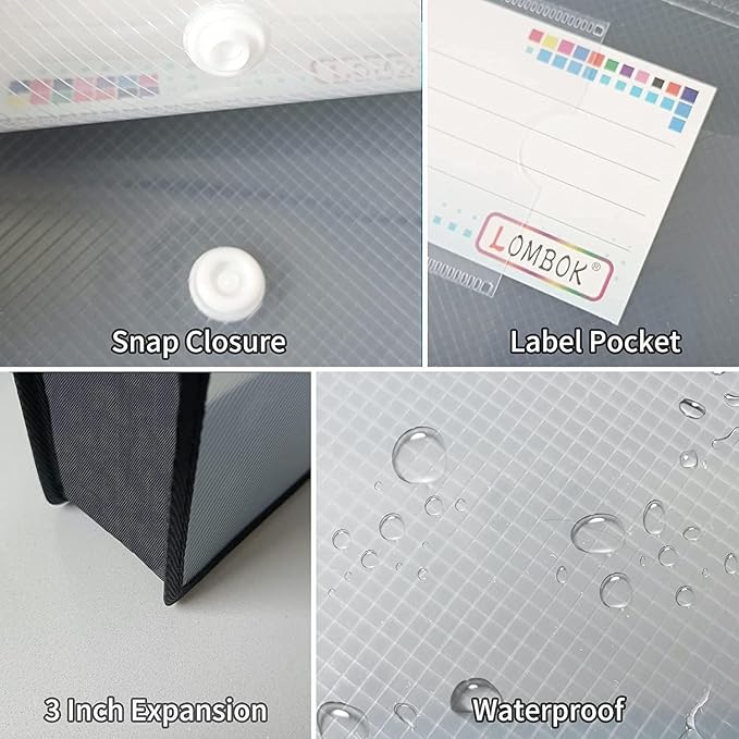 YoeeJob Plastic File Folders Legal Size Expandable Document Folder with Snap Button Closure, A4 Expanding File Wallet Envelopes Pouch with Label Pocket, 18 Packs, Muti-Colored