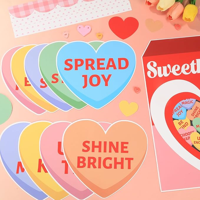Valentine's Day Bulletin Board Set Conversation Hearts Bulletin Board Classroom Decoration Sweet Reminders Everywhere Poster Cutouts for Class School Nursery Chalkboard Office Wall Door Decor