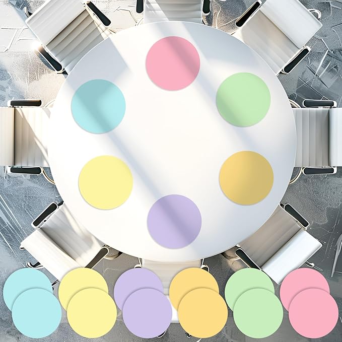JarThenaAMCS 12PCS 12'' Pastel Dry Erase Dots Circles Spots Decals Colorful Waterproof Removable Marker Stickers for School Classroom Wall Whiteboard Teachers Teaching Students Supplies