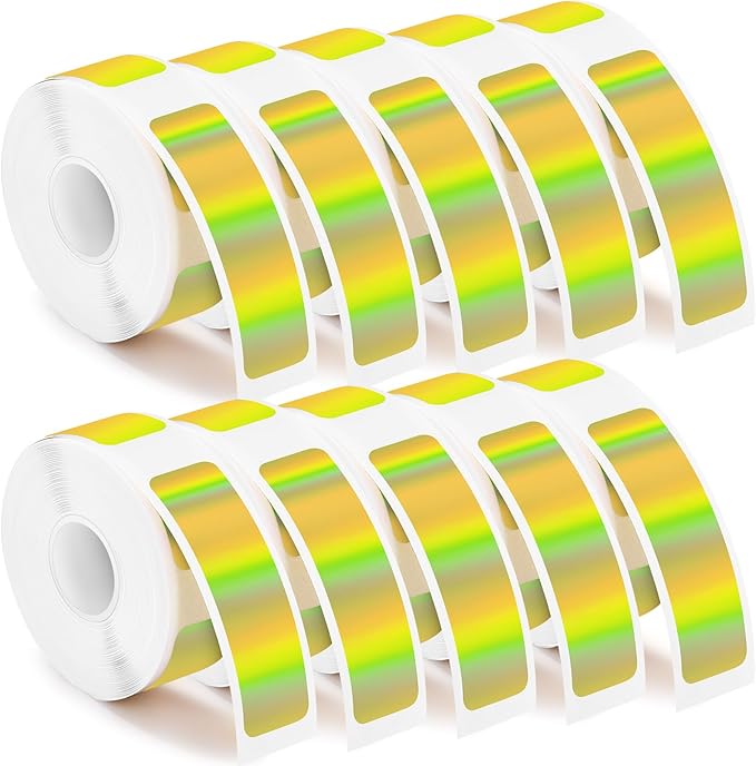 Gersoniel 1600 Pcs Label Tapes Compatible with D30 Label Printer Laminated Labeling Stickers Thermal Labels for Home Office(Laser Gold,12 x 40 mm)
