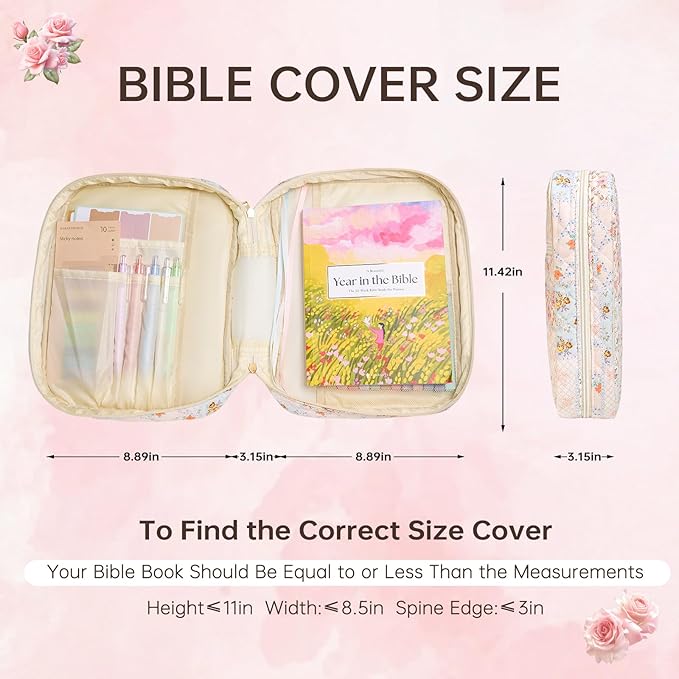 Bible Cover Case for Women Large Bible Cover Bag Quilted Bible Carrying Case for Girls Bible Study Supplies Accessories Christian Gifts for Women (Color Mosaic, Large)