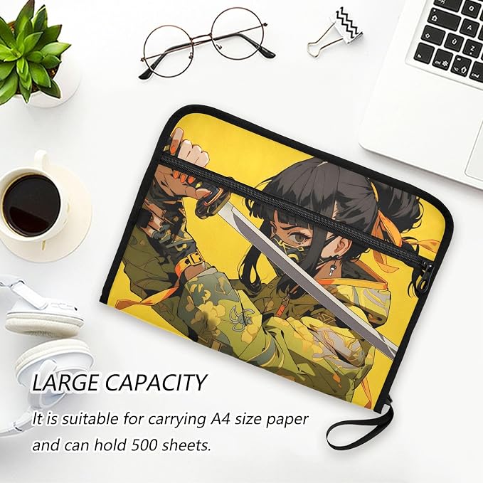 Expanding Accordion File Folder Ninja Anime Patterned Portable Documents Paper Organizer 13 Pockets with Labels