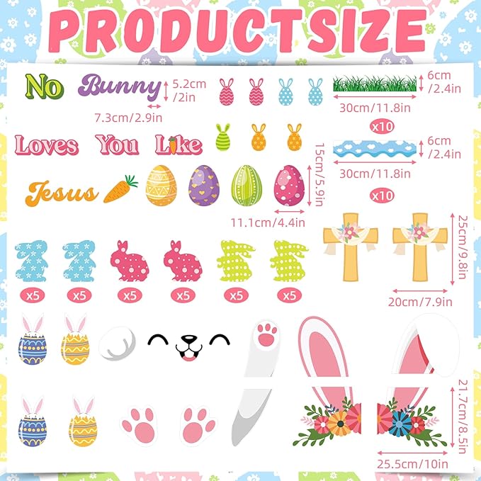 109Pcs Easter Bunny Christian Cross Bulletin Board Set No Bunny Loves You Like Jesus Eggs Cutouts Spring Rabbit Religious Bulletin Board for Bible Sunday School Chalkboard Church Wall Door Decor