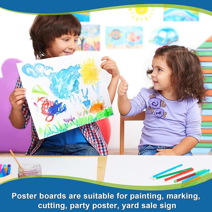 36 Pcs White Poster Board Paper 11x 14 Bulk, ROOKEA Vision Boards Blank Poster Paper for School Arts and Crafts, Classroom Projects, Presentations, Drawing, Scrapbooking, Graphic Displays