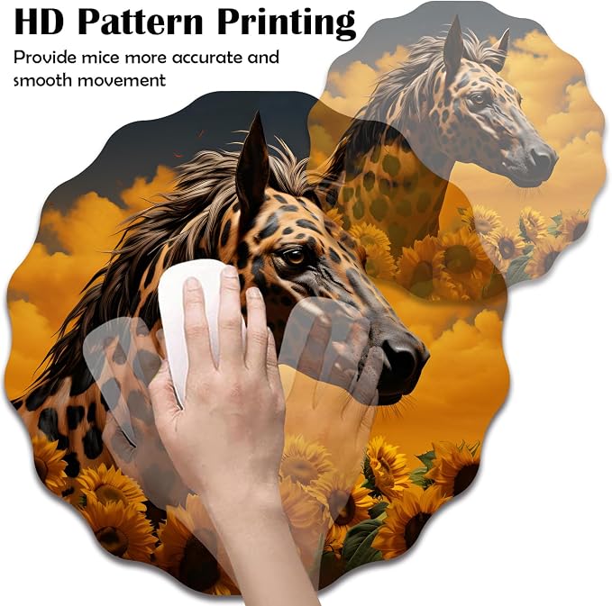 Pen Holder for Desk, PU Leather Multifunctional Desktop Storage Box and Anti-Slip Mouse Pad Set, Makeup Brush Holder Pen Organizer for Office and Home - Horse Leopard Print Sunflower
