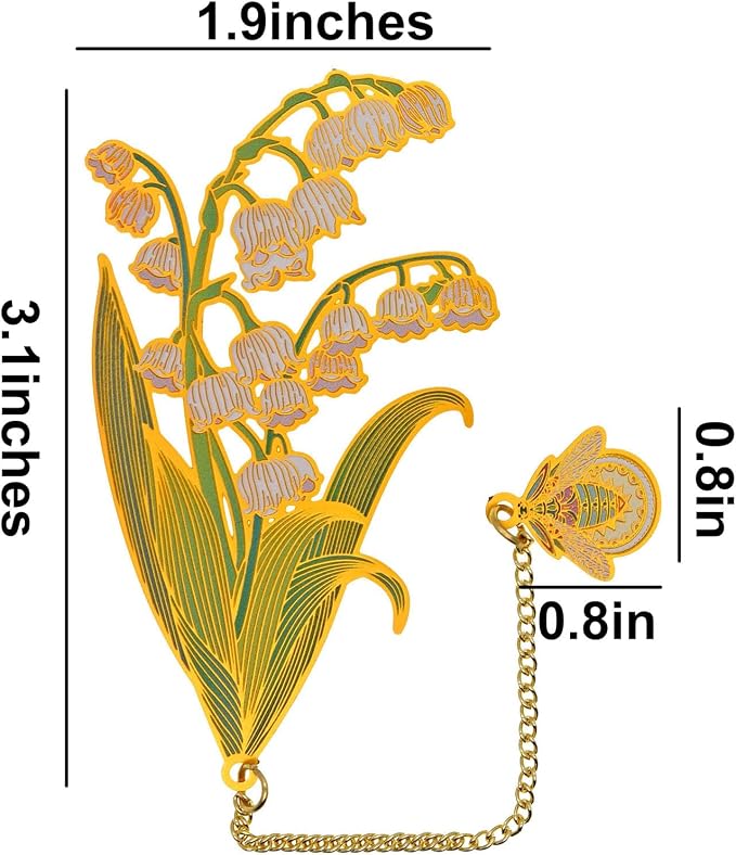 BLBMH Metal Bookmarks for Women | Lily of the Valley Bookmark with Greeting Card & Gift Box | Unique Flower Bookmark Gifts for Book Lovers Readers Teacher Mom | Birthday Graduation - Lv3