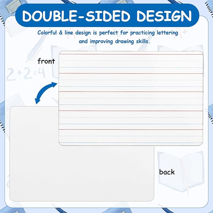18 Pack Dry Erase Lapboards with Lines 6 x 9 inch Double Sided White Boards with 18 Black Markers 6 Erasers Small White Dry Erase Boards for Students Teacher Classroom Supplies