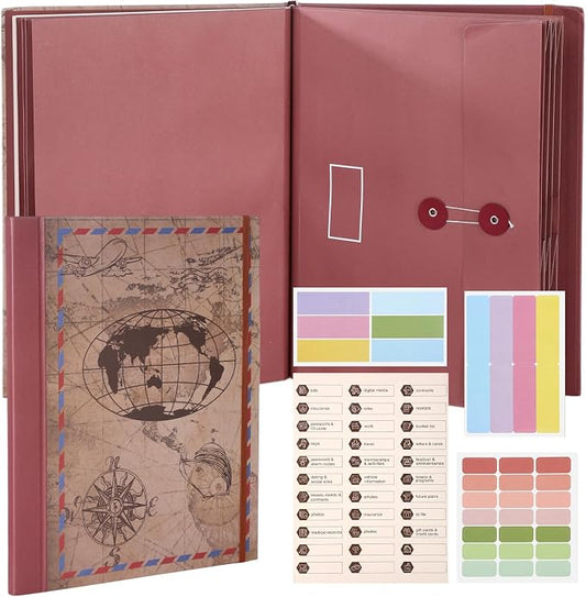 Funrous Important Document Organizer 2026 Life Book Document Binder in Case I Go Missing File Organizer with Labels Expanding File Folder for Family Papers Birth Certificates Christmas New Year Gifts