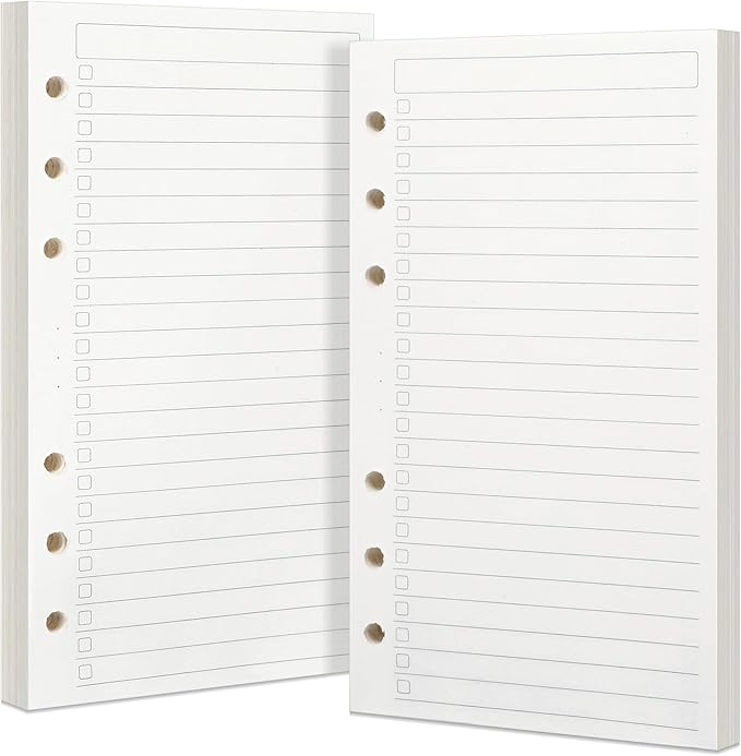 Toplive A6 Refill To Do List, 6 Holes Loose Leaf Paper, 160 Sheets Daily Planner Binder Inserts Lined Refill