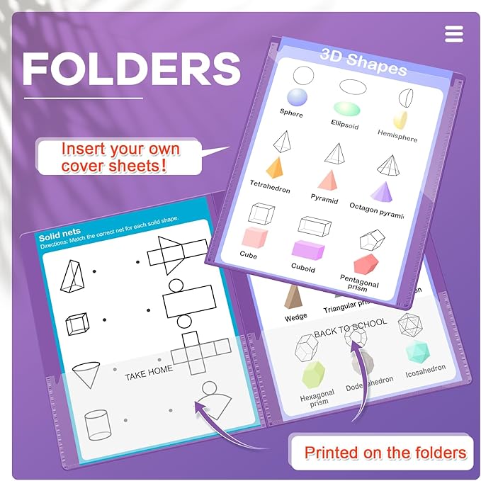 Henoyso 12 Pcs Folders with Pocket School to Home Folder Heavy Duty 2 Pocket Homework Folders with Clear Front Pockets for School Students Parent Teacher Communication (Purple)