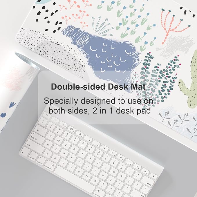Colorful Star Large Mouse Pad, Waterproof PU Leather Abstract Desk Mat for Women Girls, Cute Desk Accessories Minimalist Home Office Decor, Kids Deak Pad Non-Slip Writing Mat 31.5" x 11.8"