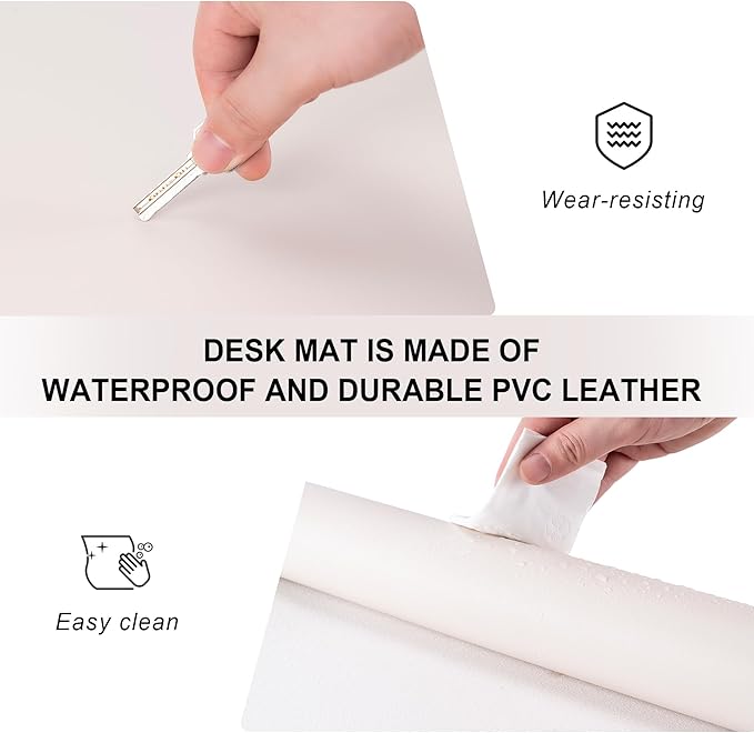 CADONO Leather Desk Pad Protector, Non-Slip PU Leather Large Mouse Pad, Easy Clean Desk Protector Mat, Writing Pad for Office/Home/Decor (Coffee, 35.4" x 17")