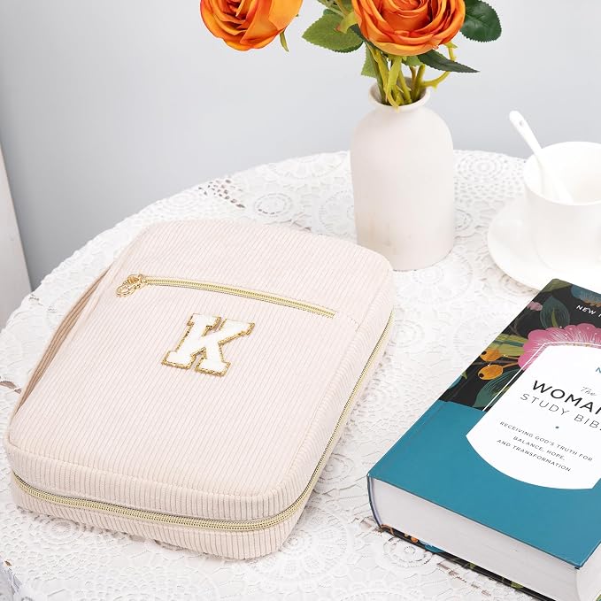 Personalized Bible Cover - Initial Gift for Women & Men - Bible Case with Pockets for Study Suppliers & Accessories