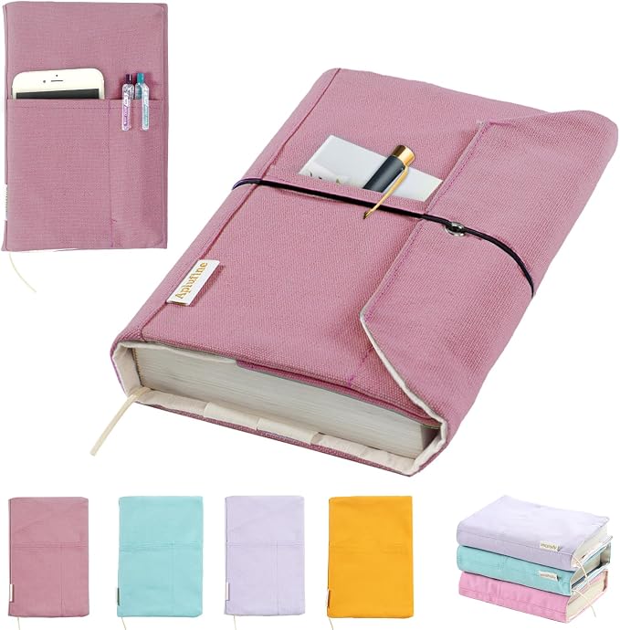 Canvas Book Covers, Washable Protector for Paperback Novels, Adjustable Cover for Hardcover With Pockets for Pen, Soft Cover Books, Lovers Gifts