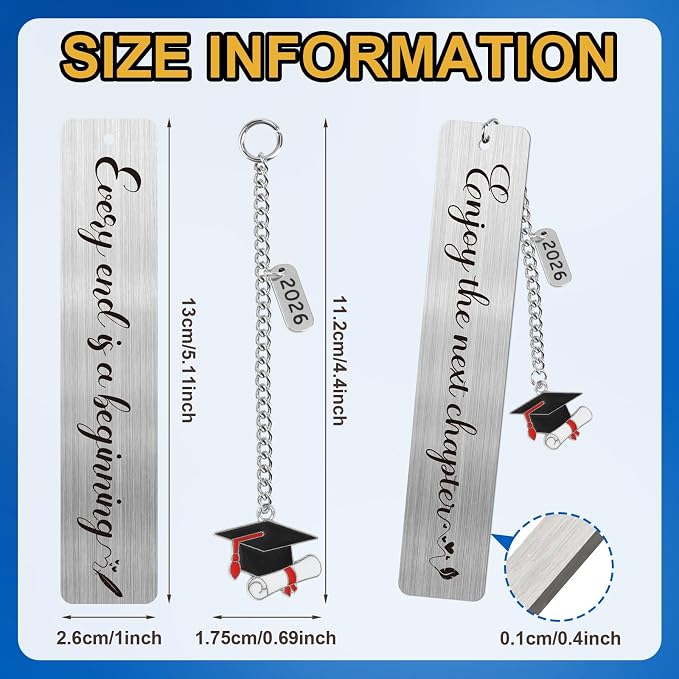 2025 Graduation Gifts for Him Her,Graduation Inspirational Bookmark Elementary High School Seniors College Graduation Gifts for Nurse Students Book Lovers-2Pcs