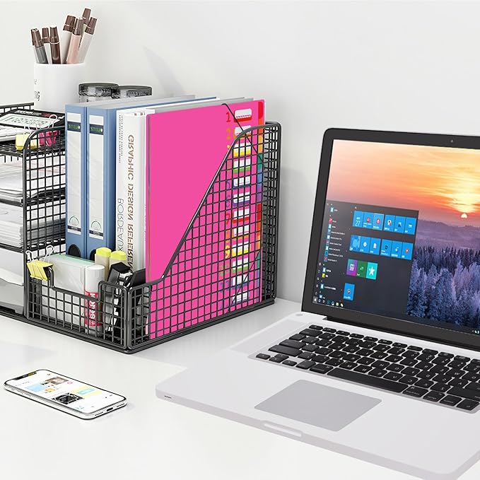24 Pockets Expanding File Folder Organizer,Accordion File Organizer,A4 Letter Size,Rainbow Tab, for Home/Office/School Document Organizer (Rose Pink)