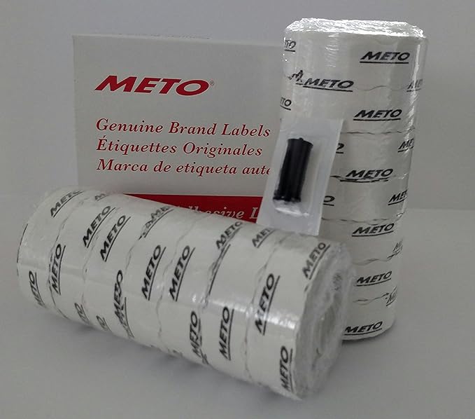 ABC Meto Pricing Gun Labels, 2-Line w/Ink Roller - 10 Rolls, 10,000 Labels