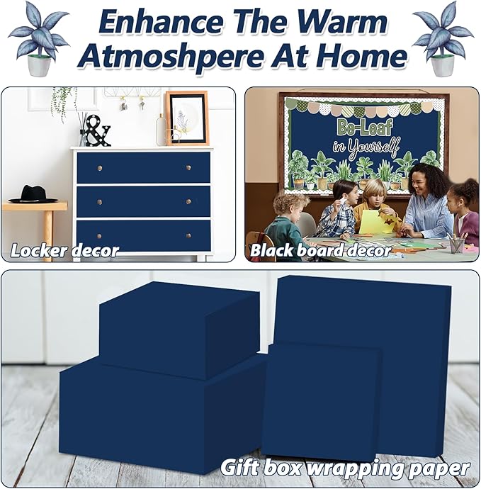 Navy Blue Bulletin Board Paper Roll Navy Blue Bulletin Board Background Paper Back to School Classroom Decoration Poster for Art Craft DIY Projects Home Office Classroom Party Supplies 17.7in x 20ft