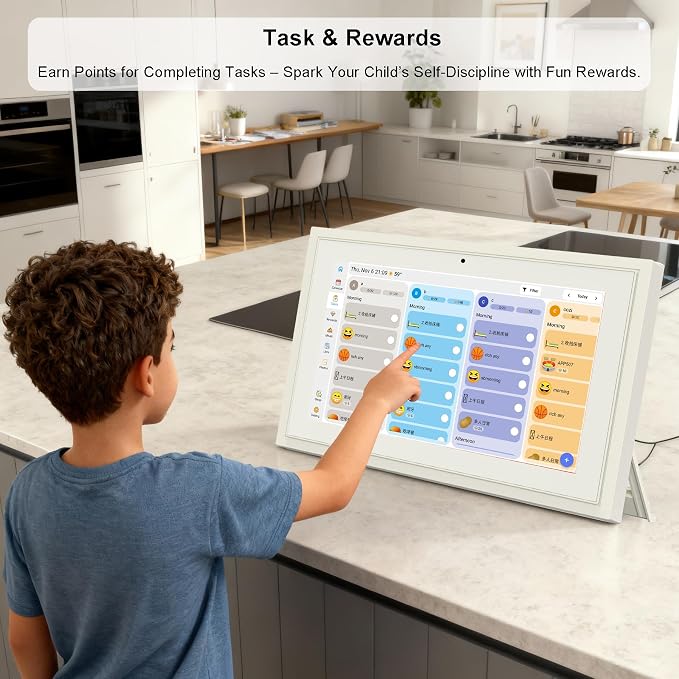 Digital Calendar 10.1 Inch Wall Planner Touch Screen WiFi Smart Electronic Planner with Third-Party Calendar Sync, Chore Tracker, Meal Plan Family Digital Picture Frame Gift for Mom Women