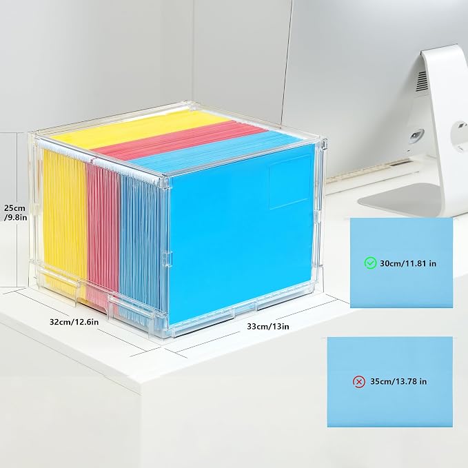 MUKAI Hanging File Organizer, File Box,Portable Storage Bins with Lids,Letter-size File Holder File Cabinet for Office/Home/Decor No Folders
