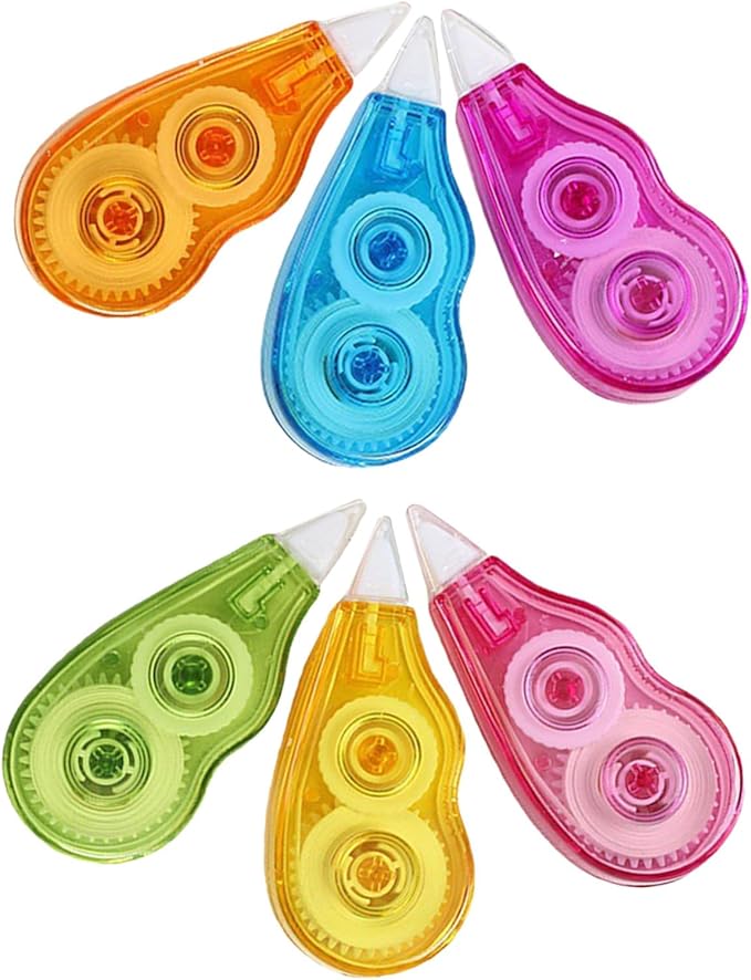 6pcs Correction Tape Set 12m Portable White Tape for Students Stationery Convenient Writing Corrector School Office Supplies Random Color