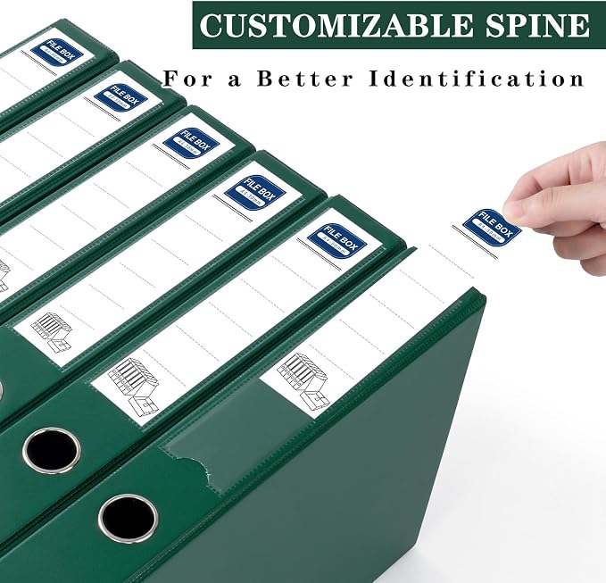 Storage File Boxes 6 Pack, Foldable File Boxes with Lid, 50mm Spine, Archives Cases with Magnetic Closure & Clip, Plastic Document File Folder Paper Storage Organizer, Green