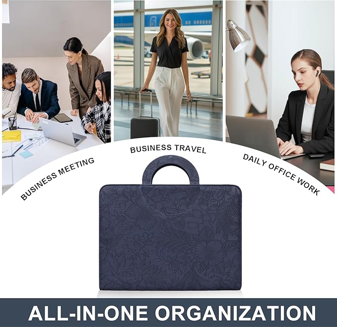 Leathario Portfolio Binder, Includes 5 Folder Index Dividers, 13 Inch Tablets Organizer with Handle, Vegan Leather A4 Padfolio, Multi-Pocket Notepad Business Planner Professional Document