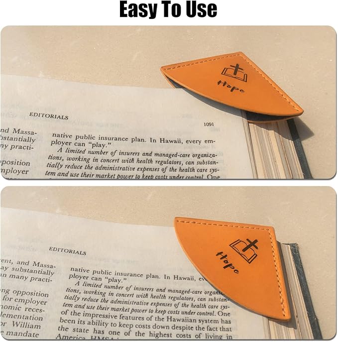 6 Pcs Leather Bookmarks for Bible, Page Corner, Inspirational and Religious Christian Gifts for Men, Women, Kids - Perfect for Reading Rewards, Church Supplies, Giveaways