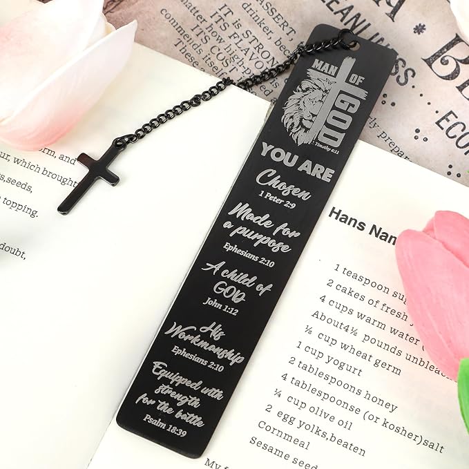 Inspirational Christian Bookmarks Gifts - Man of God Bible Verse Bookmark, Scripture Faith Book Marks for Friends, Religious Thanksgiving Christmas Birthday Gifts for Book Lovers