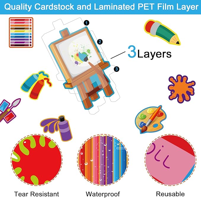 Art Paint Cutouts Art Theme Classroom Bulletin Board Decorations Artist Painting Themed Birthday Party Supplies for Toddler Kids Students Classroom