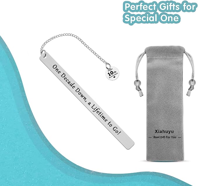 10 Year Anniversary Bookmark Gifts for Women Men Ten Tenth Anniversary Bookmark for Him Her Couple 10th Wedding Anniversary Marriage Presents for Wife Husband
