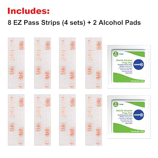 CANOPUS EZ Pass Mounting Kit – Dual Lock Reclosable Fastener Strips with Adhesive Backing (4 Sets, 8 Pieces) + 2 Cleaning Prep Pads – Tag Holder Tape for Toll Transponders