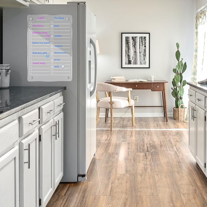 JonXon Acrylic Magnetic Dry Erase Board for Fridge, Clear Acrylic Magnet Calendar for Refrigerator,Includes 6 Kinds Products Set(8" x 12",to do List)