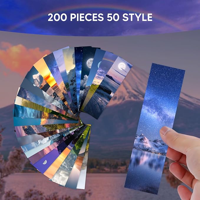 200 PCS Landscape Bulk Bookmarks for Kids 50 Designs Book Marks for Students Double Sided Cute Book Mark Themed Book Marks Set Set for Book Lovers Children Students Classroom Gift for Teacher