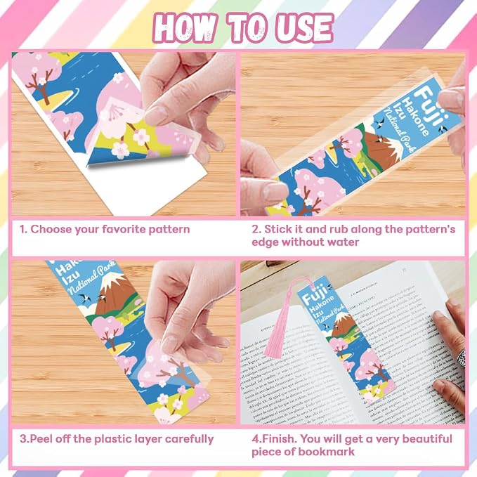 Peacoblue 30pcs UV DTF Bookmarks Transfer Stickers Wraps Flat Illustration Landscape for Women Men Reading, Waterproof Bookmarkers Decal(No Blank Bookmarks) for Acrylic Plastic Metal Blank Bookmark