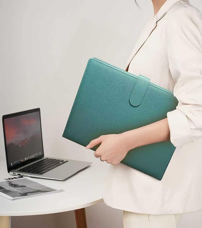 Zreal Padfolio Portfolio for Women & Men, Faux Leather Clipboard with Folder, Resume Document Folder, Legal Pad Holder Fits A4 & Letter Size for Interview, Conference (Teal Green)