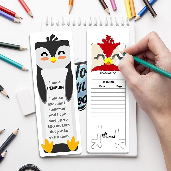 100 Pack Bookmarks for Kids – Bulk Bookmarks for Reading with Animal Fun Facts – Back to School Gifts for Student, Classroom, Teacher Prizes