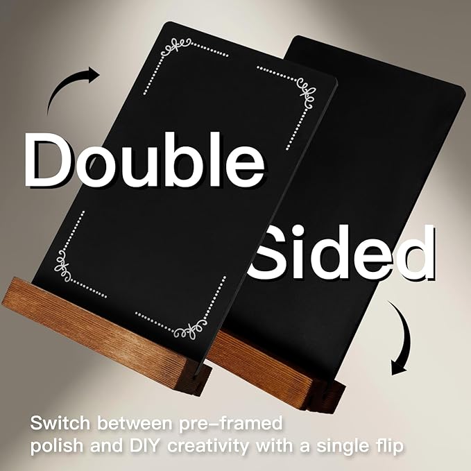 3Pcs Pre-Printed Border Chalkboard Signs with Stand, 5"x 8" Mini Tabletop Chalk Board Menu Display, Double Sided Food Labels for Party Buffet - Polka Dot