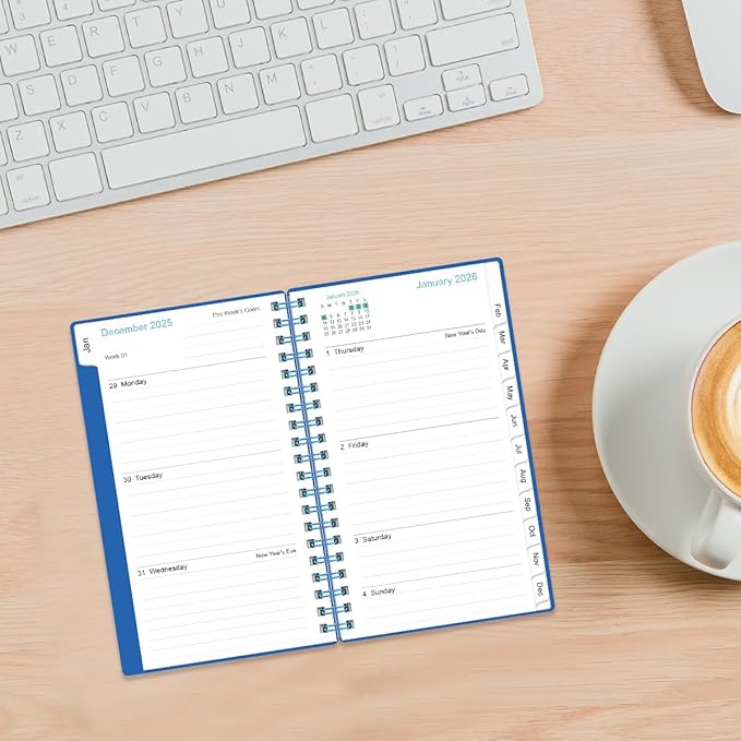 2026 Pocket Planner/Calendar - 2026 Weekly & Monthly Planner from January 2026 to December 2026, 12 Months Tabs, 3.75" x 6.75", Blue