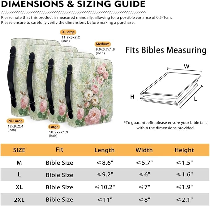 Pink Flower Print Bible Carrying Case for Girls Book Protector for Book Lovers Bible Study Supplies Accessories Christian Gifts for Women Large Quilted Bibles Case with Handle-XL